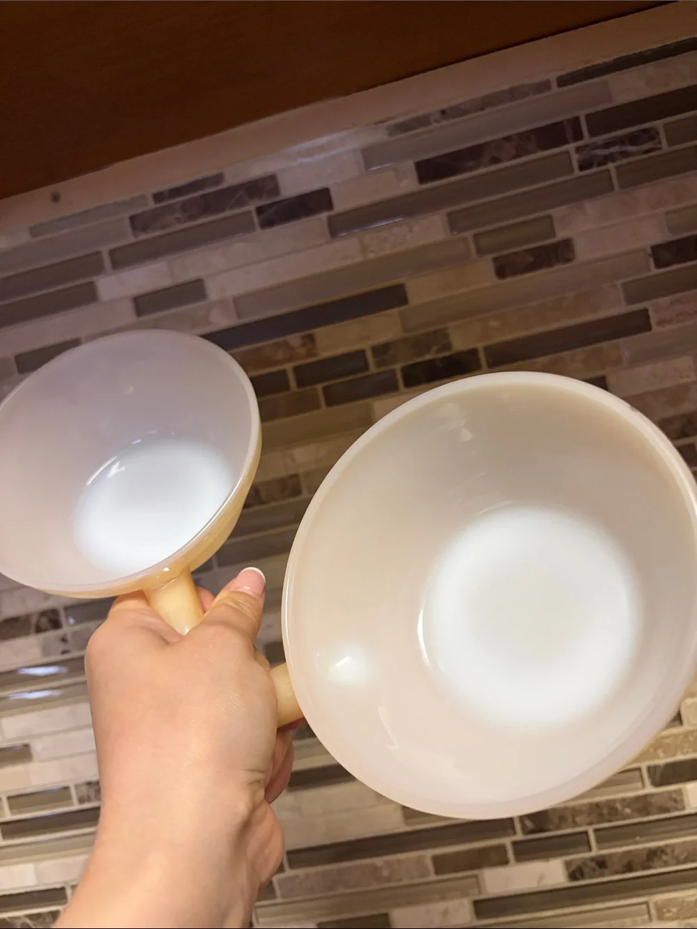 Anchor Hocking Fire King Vintage Lusterware Glass Handled Bowls